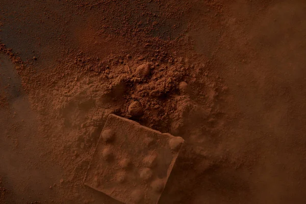 Vue de dessus de chocolat savoureux aux noisettes et cacao en poudre — Photo de stock