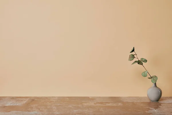 Vaso com flor na mesa sobre fundo bege — Fotografia de Stock