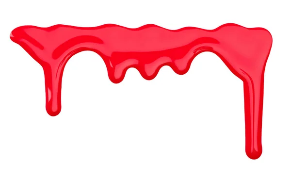 Vernis rouge vif goutte à goutte isolé sur blanc — Photo de stock