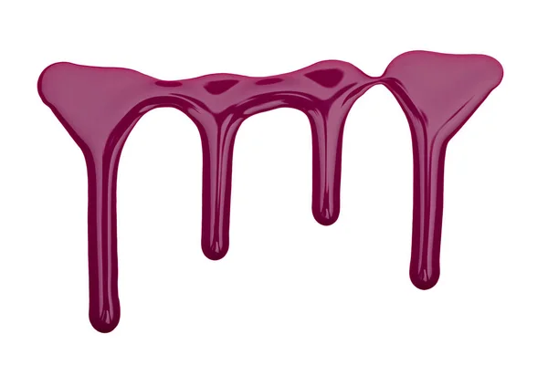 Закрыть вид сливы фиолетовый капающий лак для ногтей изолированы на белом — стоковое фото