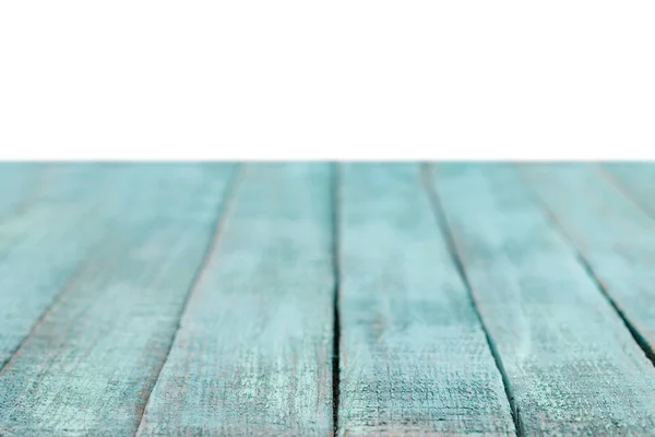 Foyer sélectif de fond en bois rayé turquoise sur fond blanc — Photo de stock