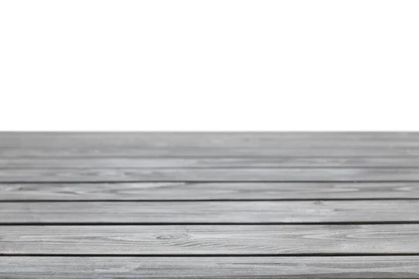 Grey striped wooden table on white — Stock Photo