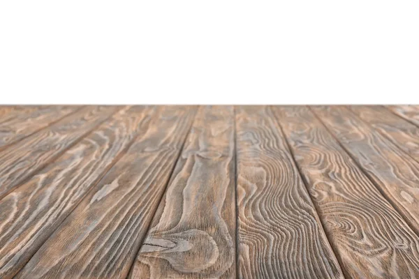 Fondo de madera rayado marrón sobre blanco - foto de stock