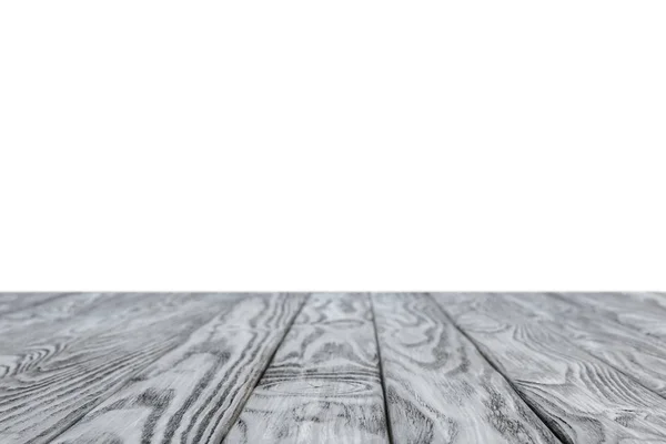 Selective focus of grey striped wooden background on white — Stock Photo