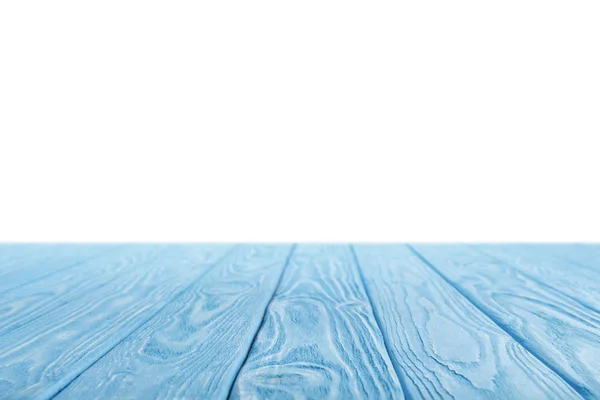 Superfície de madeira listrada azul no branco — Fotografia de Stock