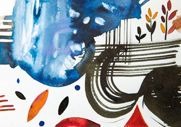 Вид сверху абстрактной разноцветной акварели — стоковое фото