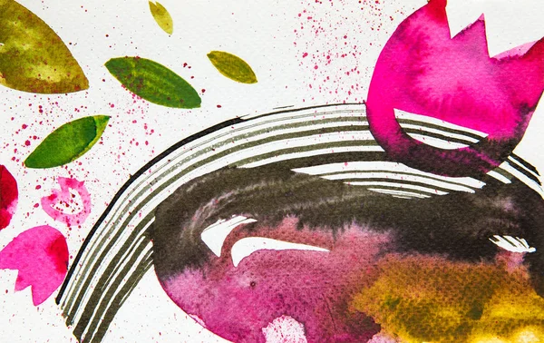 Draufsicht auf abstraktes mehrfarbiges Aquarell-Bild — Stockfoto