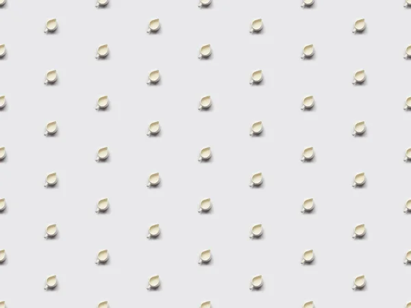 Collage of milk in jars on grey background, seamless pattern — Stock Photo