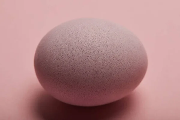 Primer plano del huevo de Pascua pintado sobre fondo rosa - foto de stock