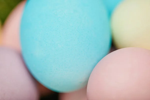 Close up of painted easter chicken eggs — Stock Photo