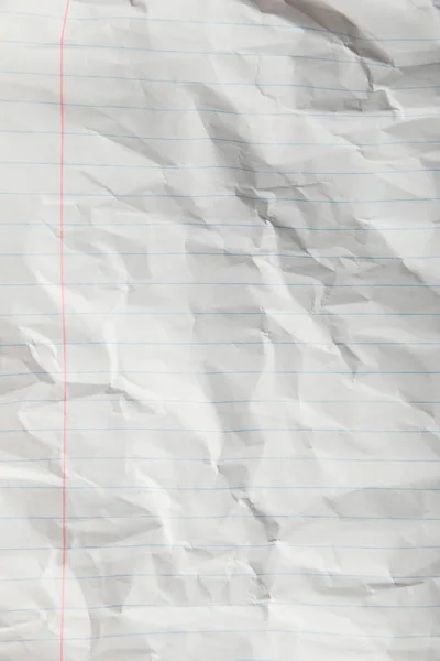 Top view of blank lined crumpled page — Stock Photo