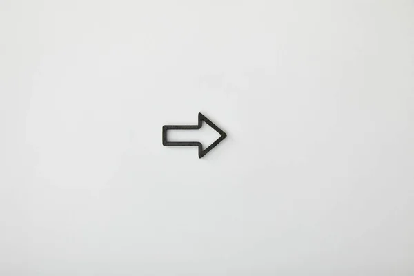Top view of black horizontal frame pointer on grey background — Stock Photo