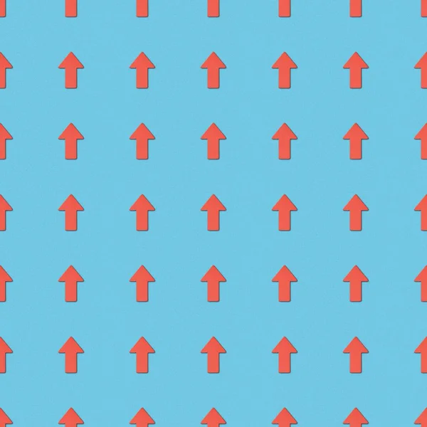 Collage de flèches rouges verticales sur fond bleu, motif de fond sans couture — Photo de stock