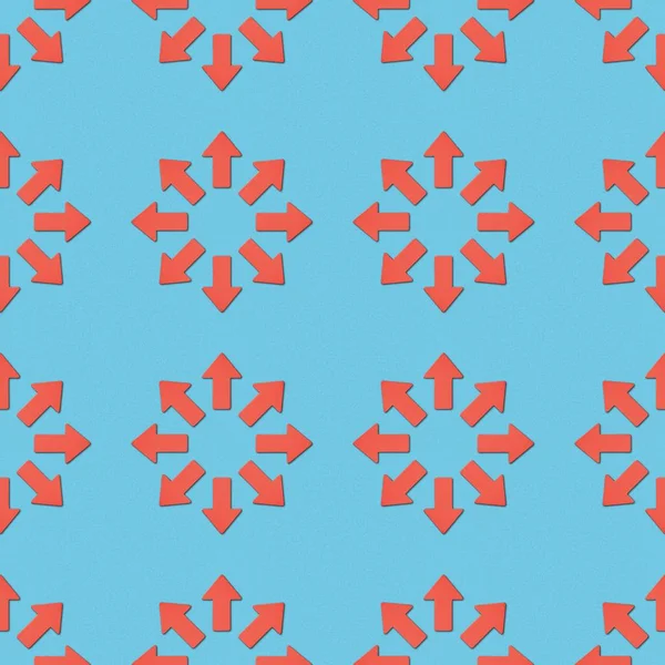 Collage of red pointers in circles on blue background, seamless background pattern — Stock Photo