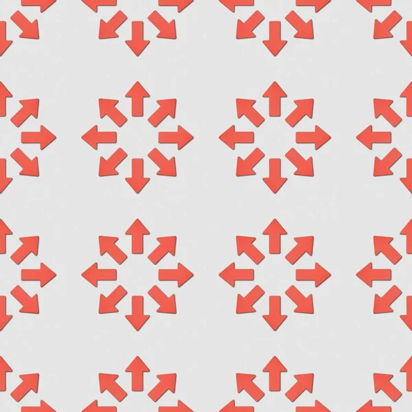 Collage of red pointers in circles on grey background, seamless background pattern — Stock Photo