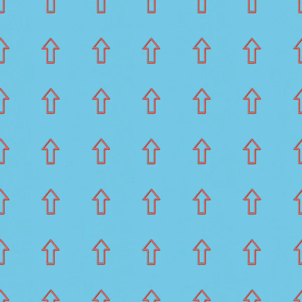 Collage de punteros rojos verticales sobre fondo azul, patrón de fondo sin costuras - foto de stock