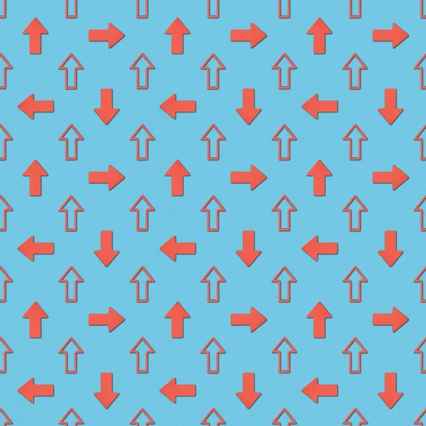 Collage of different red pointers on blue background, seamless background pattern — Stock Photo