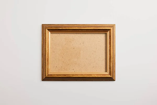 Hölzerner, leerer quadratischer Rahmen auf weißem Hintergrund — Stockfoto