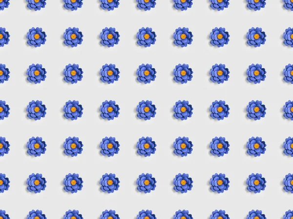 Flores de papel azul em cinza, padrão de fundo sem costura — Fotografia de Stock