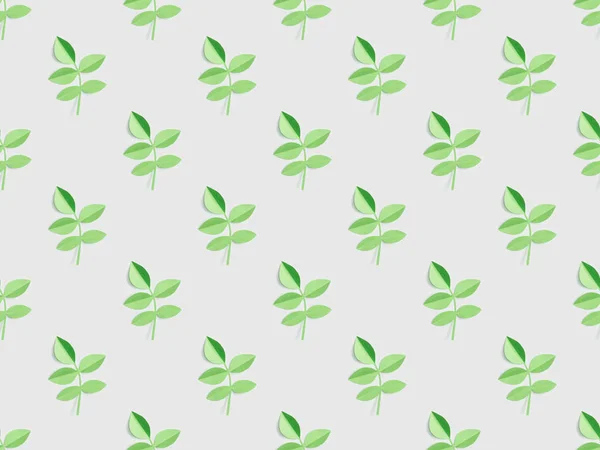 Green plants with leaves on grey, seamless background pattern — Stock Photo