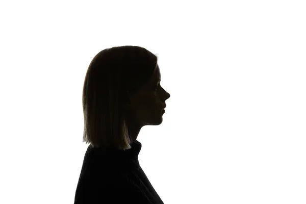 Side view of woman with straight hair isolated on white — Stock Photo