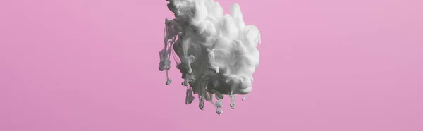 Close up view of white paint swirls in water isolated on pink — Stock Photo