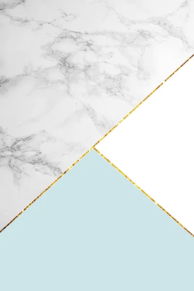 Geometric background with grey marble, white and light blue colors — Stock Photo