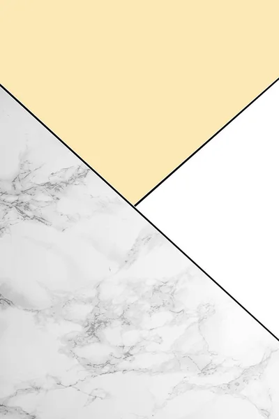 Fond géométrique avec marbre, blanc et jaune clair — Photo de stock