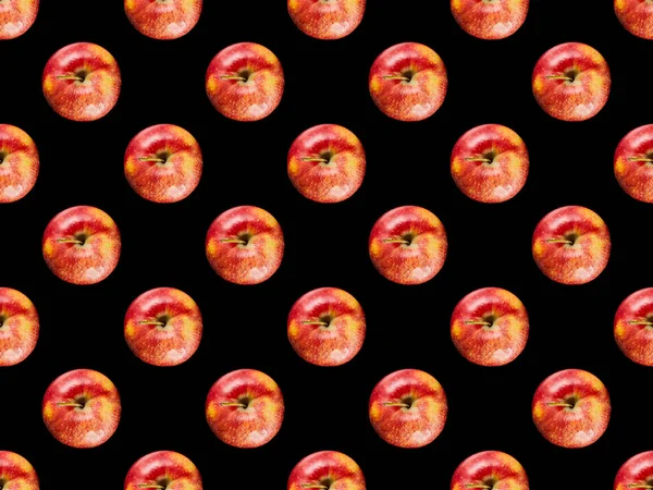 Rote Bio-Volltomaten isoliert auf schwarzem, nahtlosem Hintergrundmuster — Stockfoto