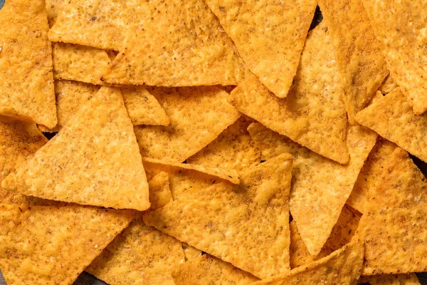 Top view of delicious traditional crunchy Mexican nachos — Stock Photo