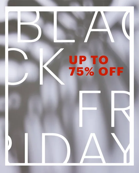 Tropical leaf shadow on white background with black Friday sale illustration — Stock Photo