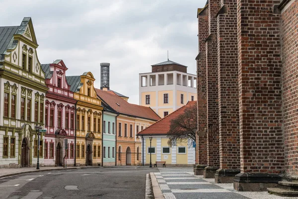 Bunte Häuser Des Stadtzentrums Von Hradec Kralove Wunderschönes Tschechisches Stadtbild — Stockfoto