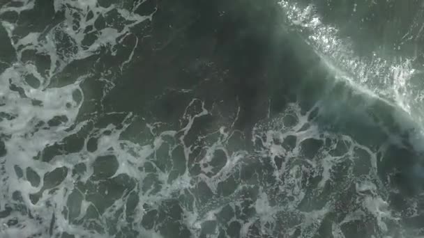 Aerial Footage Blue Ocean Waves Bali Indonesia Foam Sun Glare — Stock Video