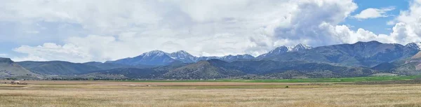 Panorama Cordilheira Oquirrh Que Inclui Mina Bingham Canyon Mina Cobre — Fotografia de Stock