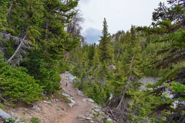 Rüzgar nehri aralığı, Rocky Dağları, Wyoming, hiking backpacking üzerinden Gösterim Titcomb Havzası için Elkhart Park Trailhead gitmekten geçmiş Hobbs, Seneca, ada, üst ve alt Jean göller gibi fotoğrafçılar işaret iz.