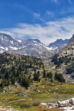 Rüzgar nehri aralığı, Rocky Dağları, Wyoming, hiking backpacking üzerinden Gösterim Titcomb Havzası için Elkhart Park Trailhead gitmekten geçmiş Hobbs, Seneca, ada, üst ve alt Jean göller gibi fotoğrafçılar işaret iz.