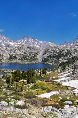 Rüzgar nehri aralığı, Rocky Dağları, Wyoming, hiking backpacking üzerinden Gösterim Titcomb Havzası için Elkhart Park Trailhead gitmekten geçmiş Hobbs, Seneca, ada, üst ve alt Jean göller gibi fotoğrafçılar işaret iz.
