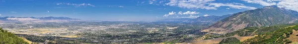 Vista Panorámica Del Paisaje Wasatch Front Rocky Oquirrh Mountains Rio —  Fotos de Stock