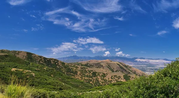 Panorama Landschap Van Wasatch Front Rocky Oquirrh Mountains Rio Tinto — Stockfoto