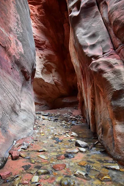 Kanarraville Falls Utsikt Från Längs Vandringsleden Falls Stream Floden Sandsten — Stockfoto