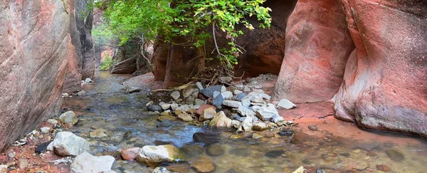 Kanarraville Falls Utsikt Från Längs Vandringsleden Falls Stream Floden Sandsten — Stockfoto