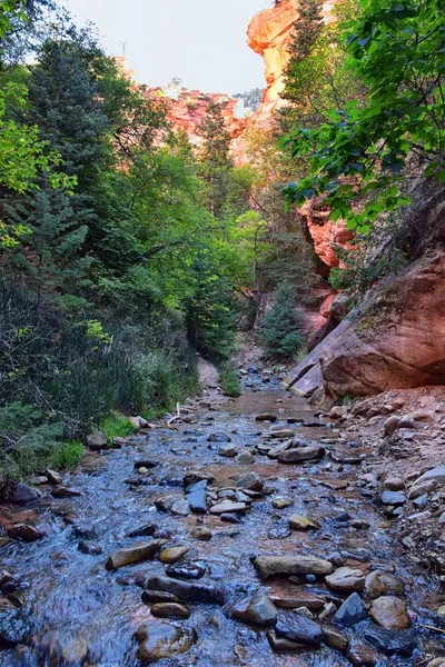 Kanarraville Falls Views Hiking Trail Falls Stream River Sandstone Cliff — Stock Photo, Image