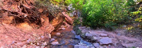 Kanarraville Falls Utsikt Från Längs Vandringsleden Falls Stream Floden Sandsten — Stockfoto