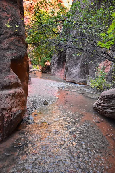 Kanarraville Falls Views Hiking Trail Falls Stream River Sandstone Cliff — Stock Photo, Image