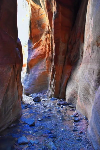 Kanarraville Falls Views Hiking Trail Falls Stream River Sandstone Cliff — Stock Photo, Image