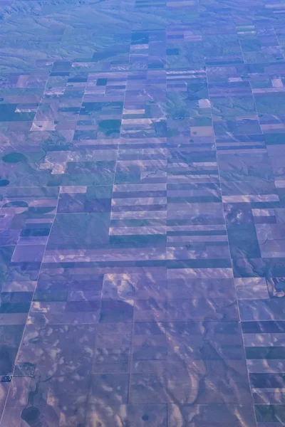 Aerial View Crop Circles Squares Midwest States Flight Colorado Kansas — Stock Photo, Image