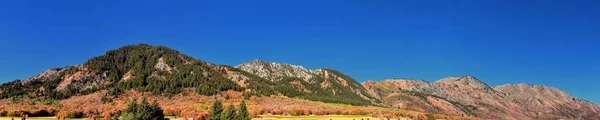 ボックス長老キャニオン風景 一般として知られているイワシ峡谷 ウェルスビル山脈の西側斜面内ブリガム シティ キャッシュ郡のローガン ウエスタン国連で ユタ州のロッキー山脈のワサッチ山脈の支店 — ストック写真