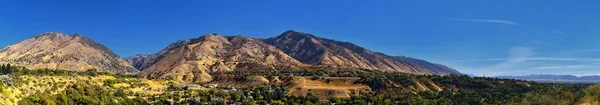 Logan Valley Panorama Tra Cui Wellsville Mountains Nibley Hyrum Providence — Foto Stock