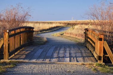 Broomfield sonbahar kış yakın sırasında uzun, yaban hayatı, ovalar ve kayalık dağ manzarası ile çevrili Colorado Carolyn Holmberg koru yolu yürürken Cradleboard iz görünümlerinden. Amerika Birleşik Devletleri.