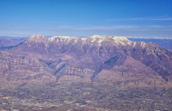 Légifelvételek Wasatch Első Sziklás Hegyi Tájak Járaton Colorado Utah Télen — Stock Fotó